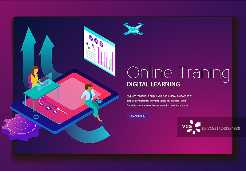 在线培训数字学习着陆页网页图片素材