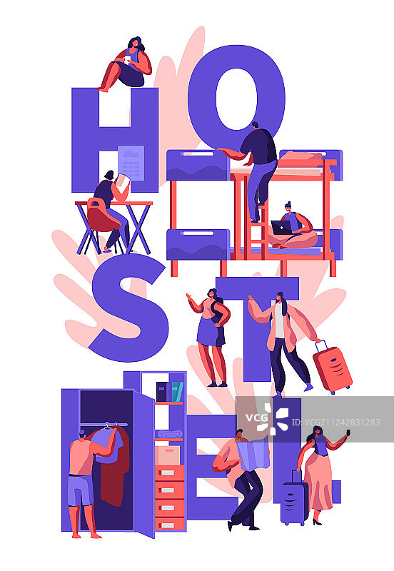 学生旅客角色旅馆住宿图片素材