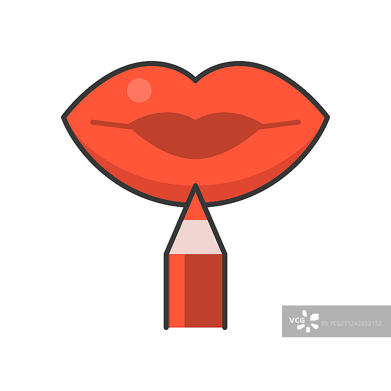 唇线笔填充轮廓图标图片素材