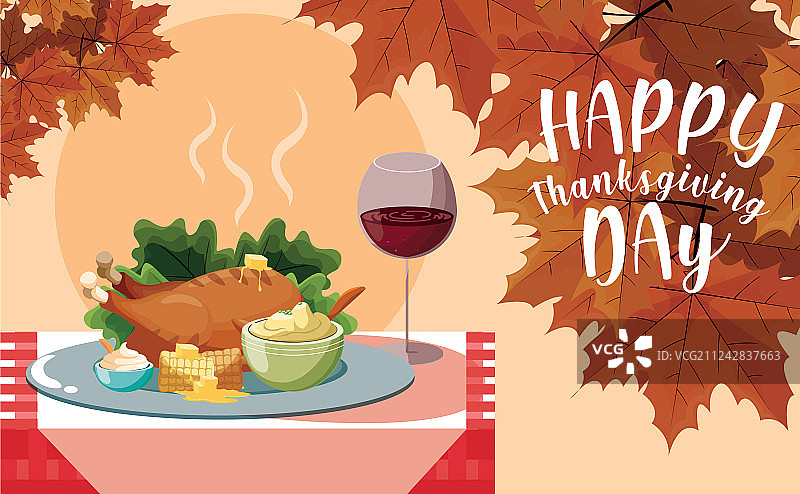 餐桌上的火鸡晚餐图标集图片素材