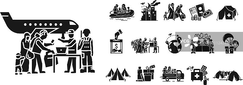 移民图标集简约风格图片素材