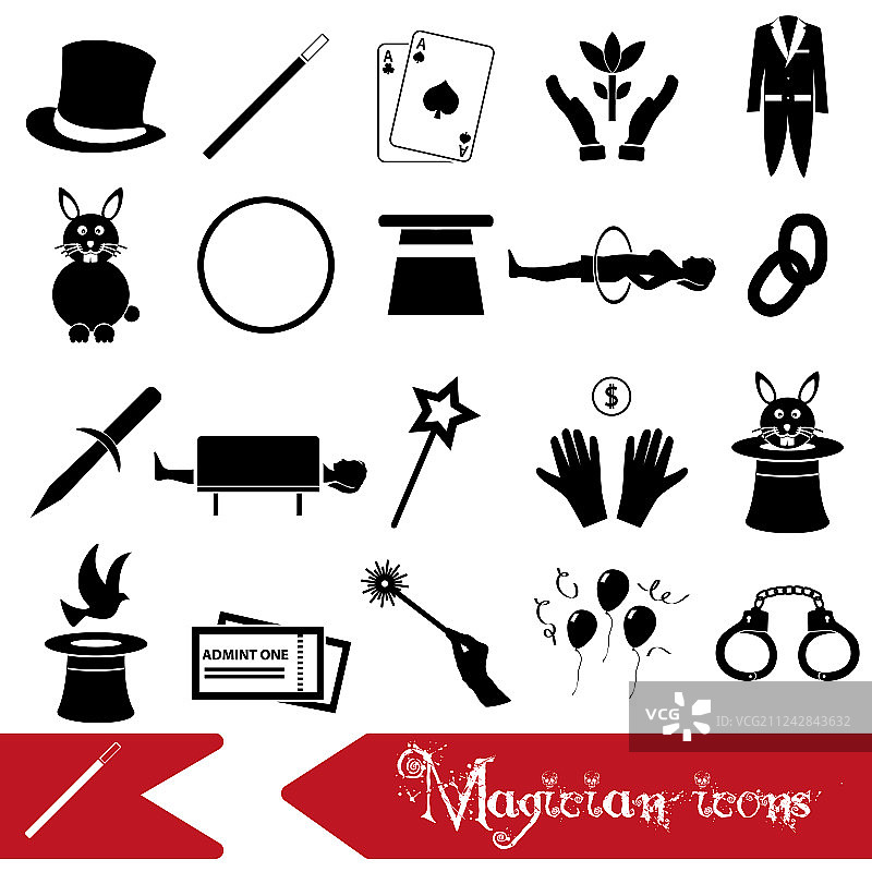 魔术师与魔术主题图标集EPS10图片素材