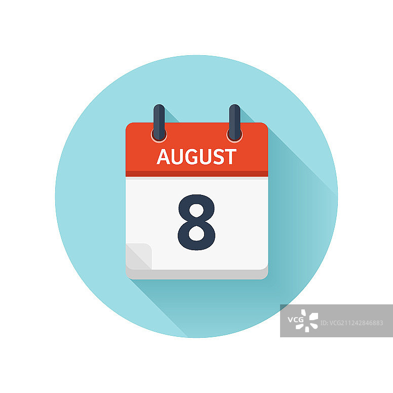8月8日扁平每日日历图标日期图片素材