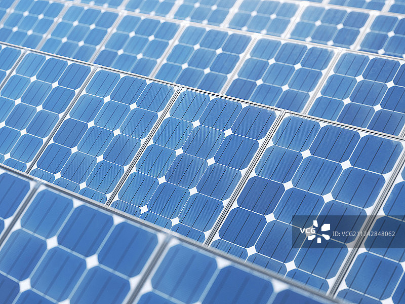 可再生清洁能源概念的太阳能电池板阵列背景素材图片素材
