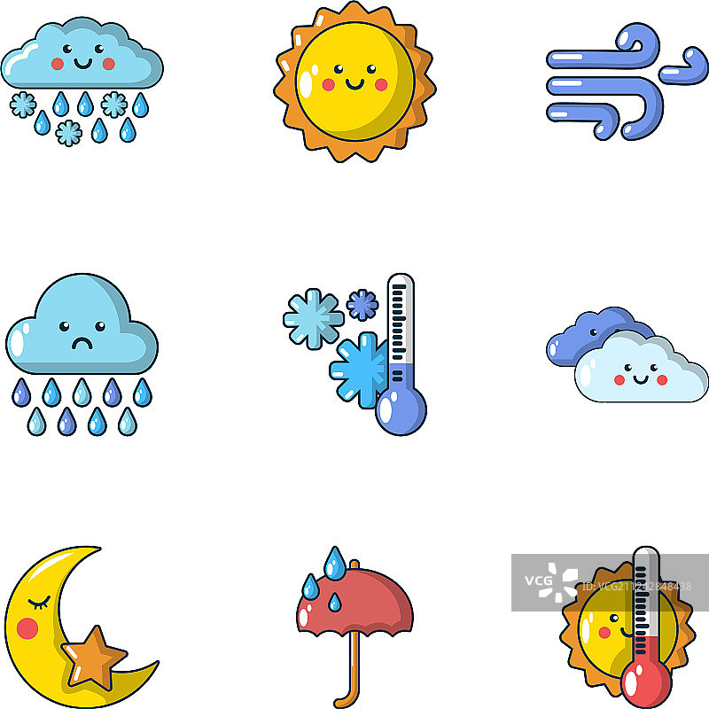 气象数据图标卡通风格合集图片素材