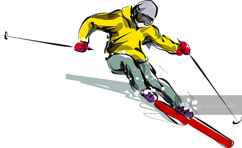 彩色线条滑雪者速写图片素材