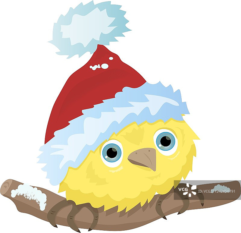 戴圣诞帽的卡通小鸟图片素材