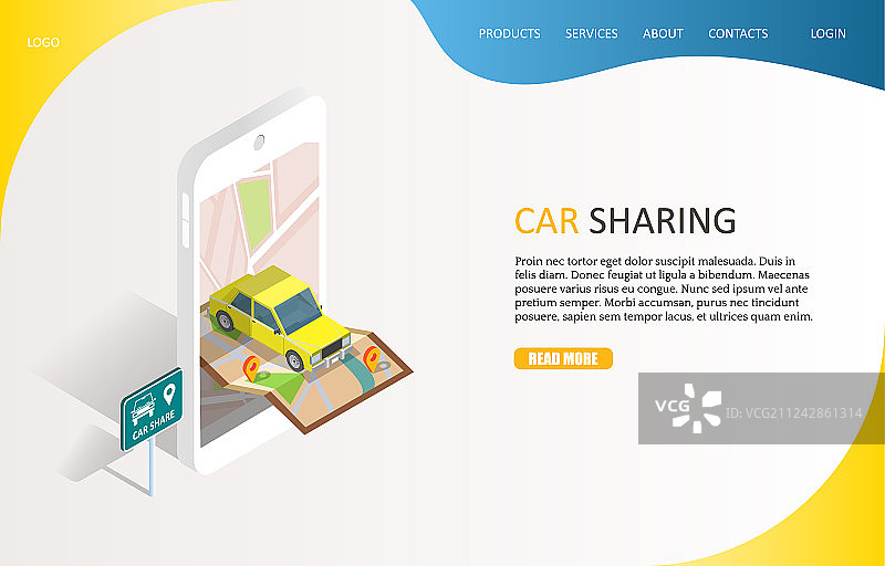 汽车共享服务着陆页网站图片素材