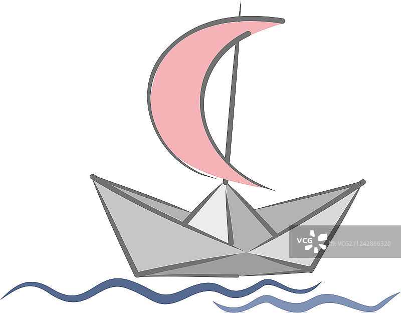 带船帆的纸船图片素材