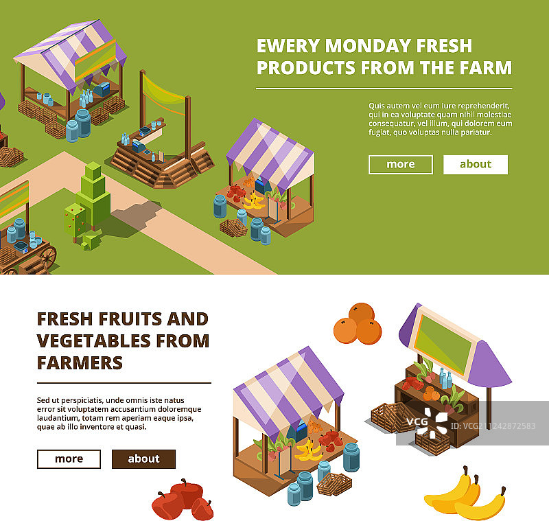 具有户外食品市场的本地农场banner图片素材