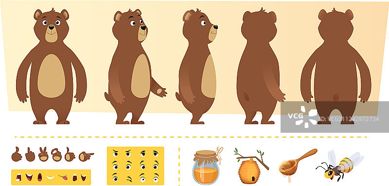 可爱的卡通熊动画野生动物形象图片素材