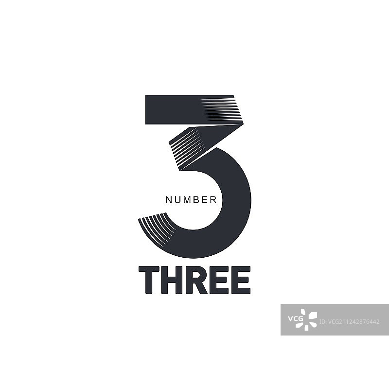 黑白数字3条纹Logo模板图片素材