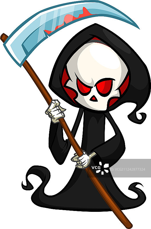 死神卡通人物与镰刀隔离图片素材