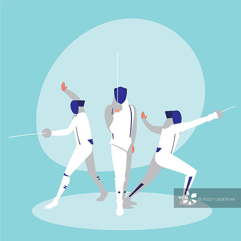 一群人练习击剑虚拟形象图片素材