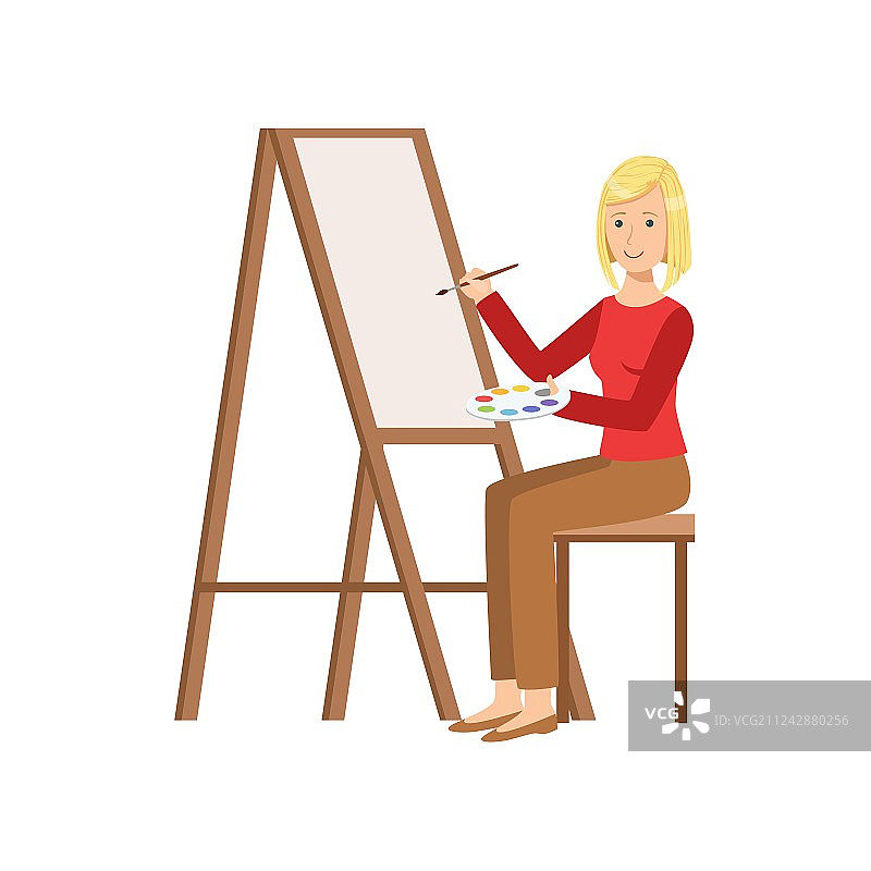 在画布上绘画的女孩图片素材