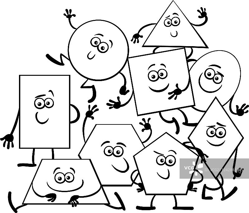 卡通几何形状填色书图片素材