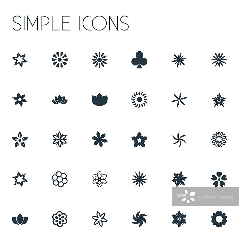 简约花朵图标合集图片素材