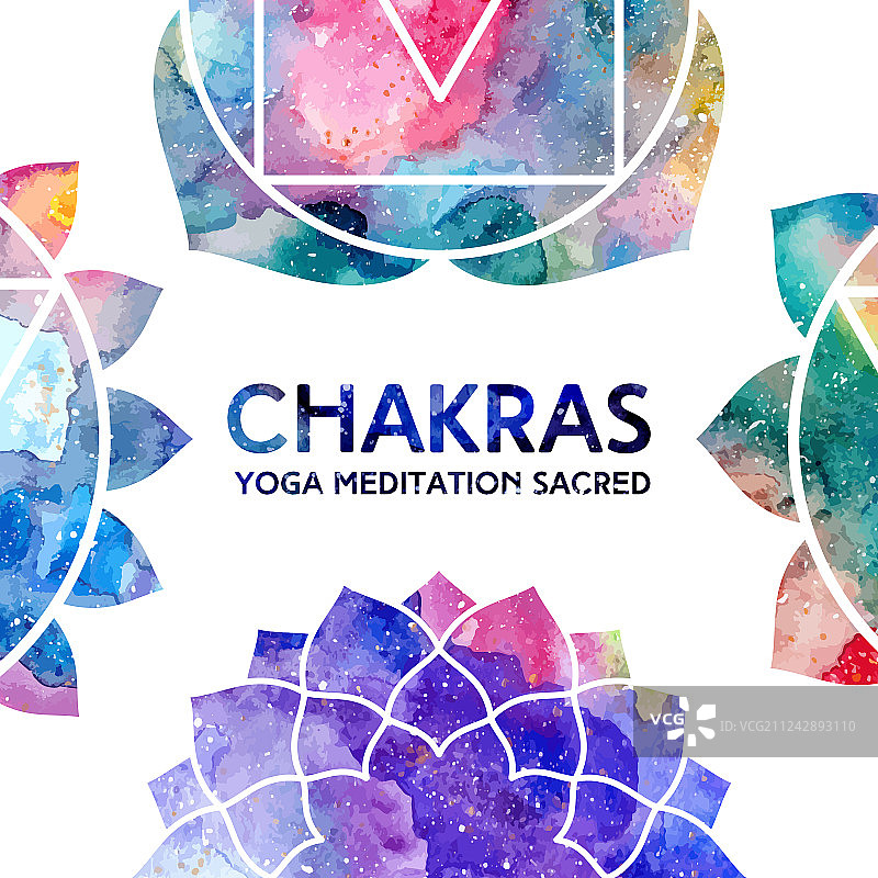 水彩脉轮框架图片素材