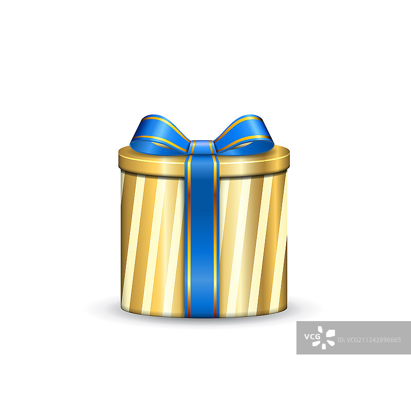 蓝色丝带蝴蝶结礼品盒3D模型，白色背景图片素材