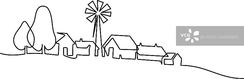 山丘上的村庄景观图片素材