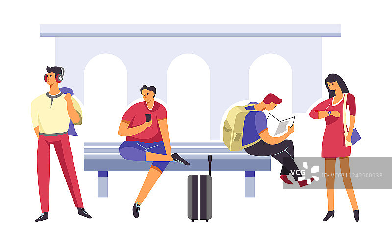 等待公路旅行的疲惫乘客图片素材