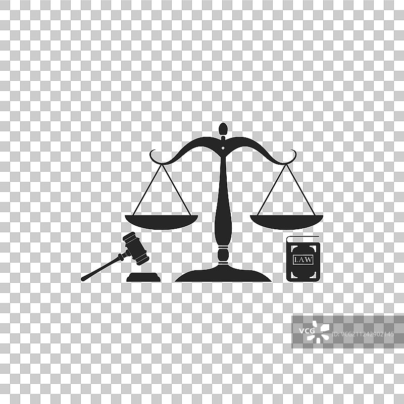 正义天平、法槌和书籍图标图片素材
