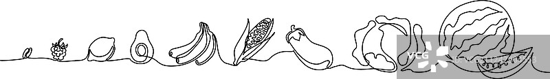 单线条绘制不同大小的蔬菜图片素材