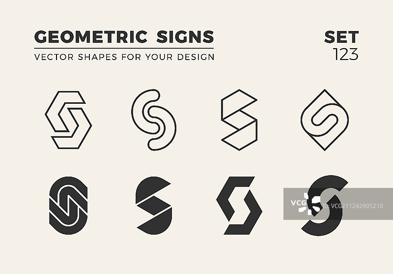 八种简约时尚的潮流形状组合图片素材