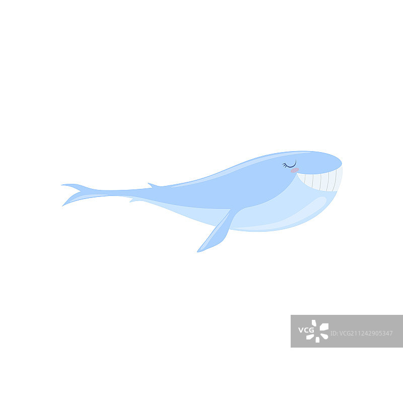 可爱的蓝鲸海洋生物角色图片素材