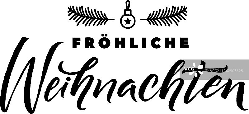 圣诞快乐德语书法贺卡图片素材