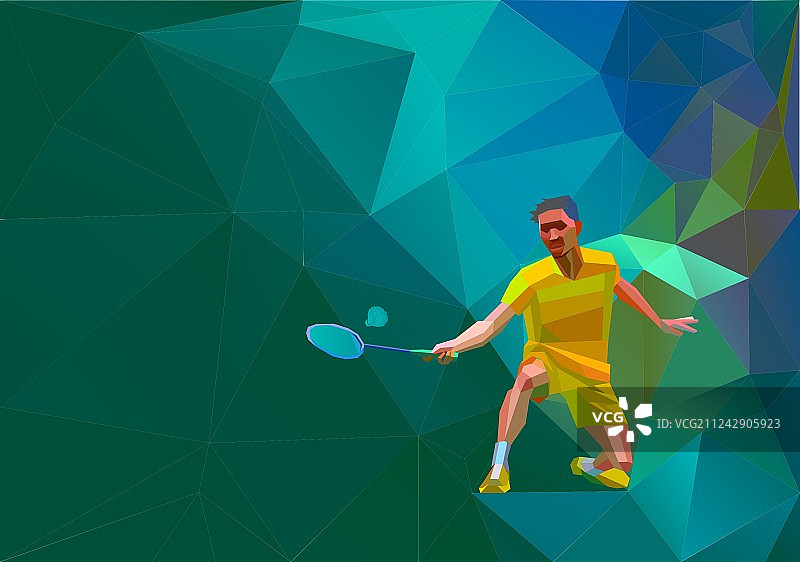 多边形专业羽毛球运动员图片素材