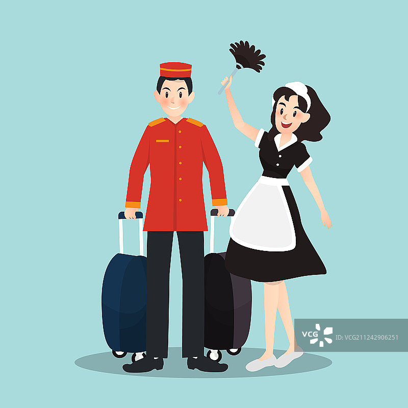 不同角色中的行李员和管家图片素材