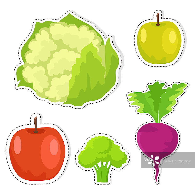 水果蔬菜贴纸合集图片素材