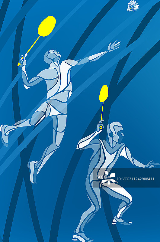 男子双打羽毛球运动员彩色照片图片素材