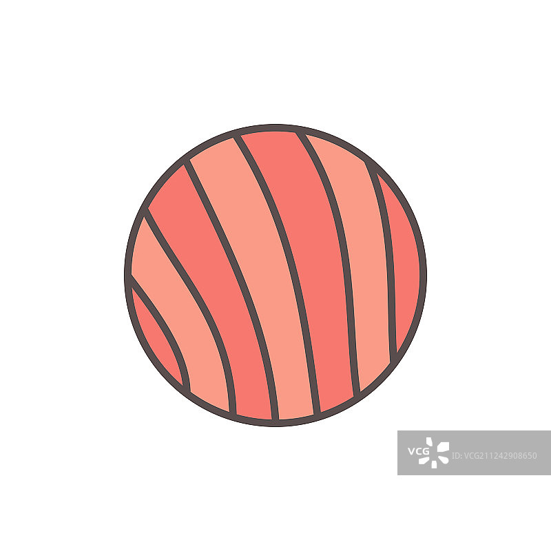 白色背景上的圆形三文鱼片扁平图标图片素材