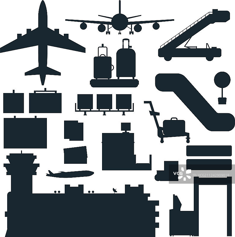 航空图标航线剪影图形图片素材