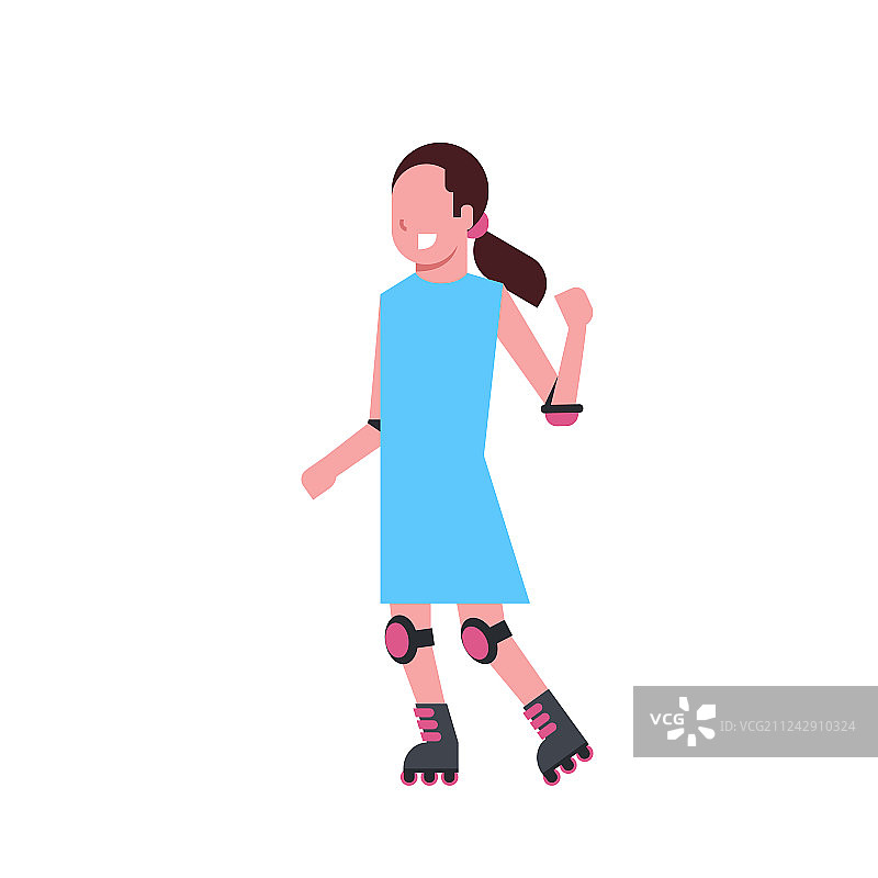女孩轮滑白色背景图片素材