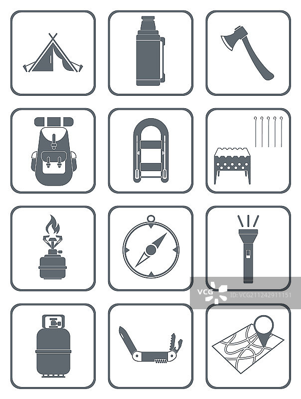 一套露营设备图标图片素材