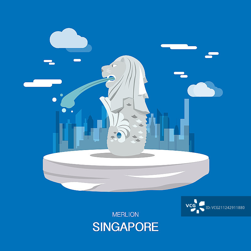 鱼尾狮地标和旅游景点图片素材