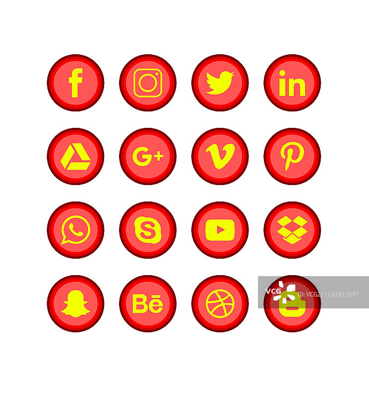 红色社交媒体合集图片素材