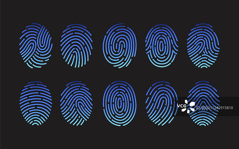 不同类型的指纹集合图片素材