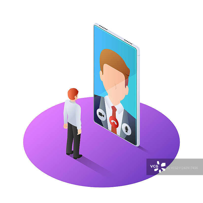 3D 2.5D等距商务人士视频通话图片素材