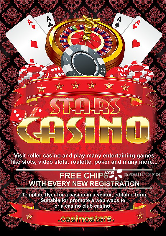 红色背景赌场宣传单模板图片素材