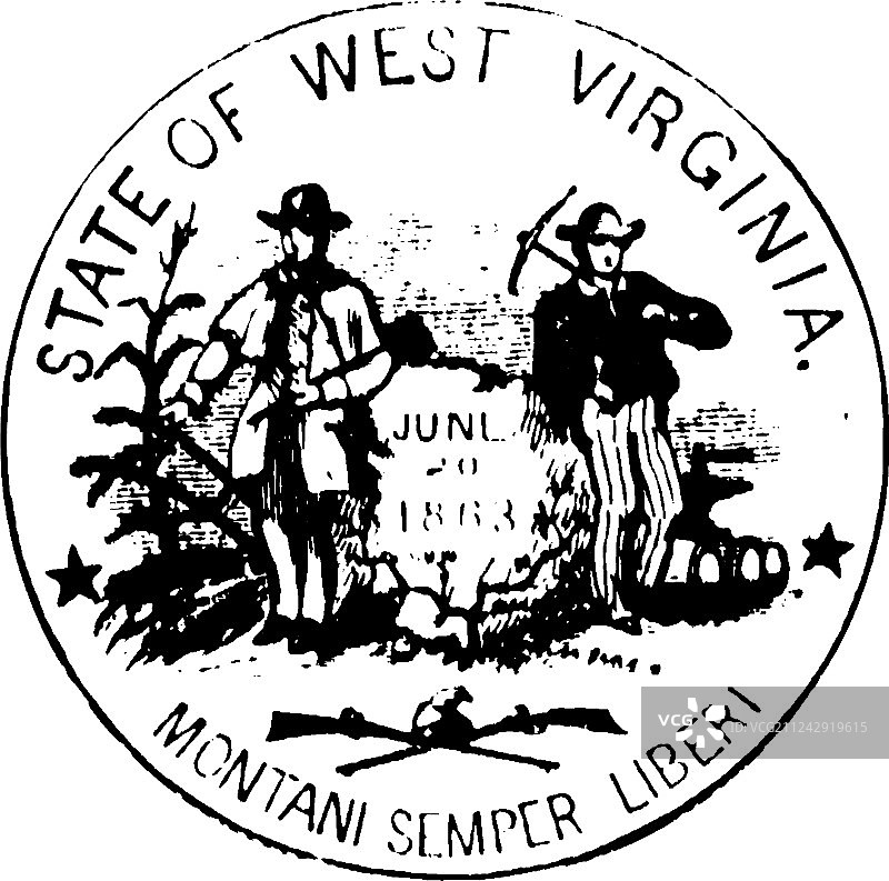 1876年西弗吉尼亚州印章复古图图片素材