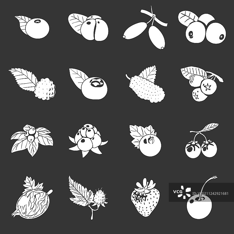 浆果图标灰色合集图片素材