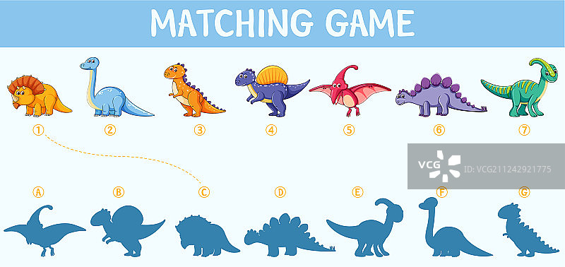 恐龙影子配对游戏图片素材