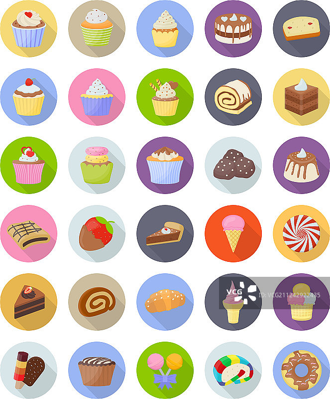 蛋糕扁平风格图标包图片素材