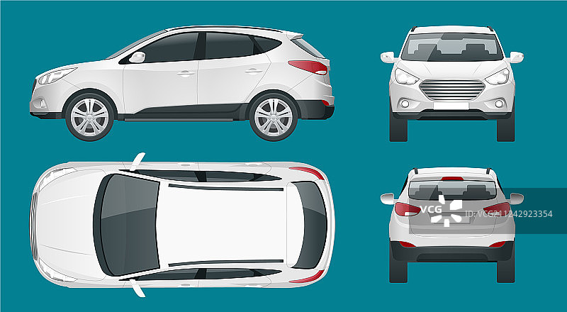 白色背景上的紧凑型汽车模板图片素材