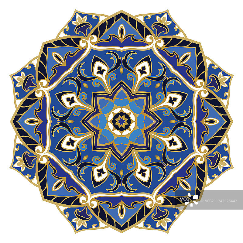华丽的蓝色曼陀罗图片素材