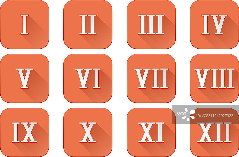 橙色方形罗马数字图标图片素材
